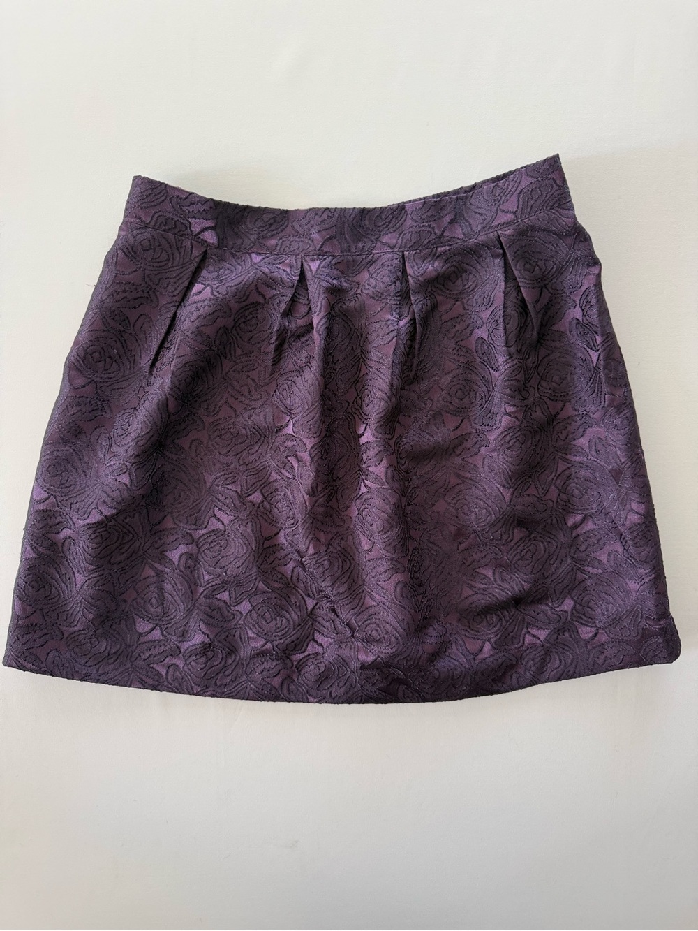 Blue Rain Purple Floral Jacquard A-Line Mini Skirt